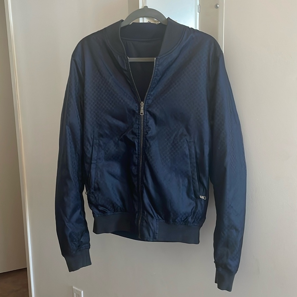 Gucci GG Nylon reversibile bomber unisex navy blue